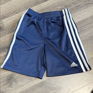 Adidas Dark Blue Mesh Shorts with White Stripes